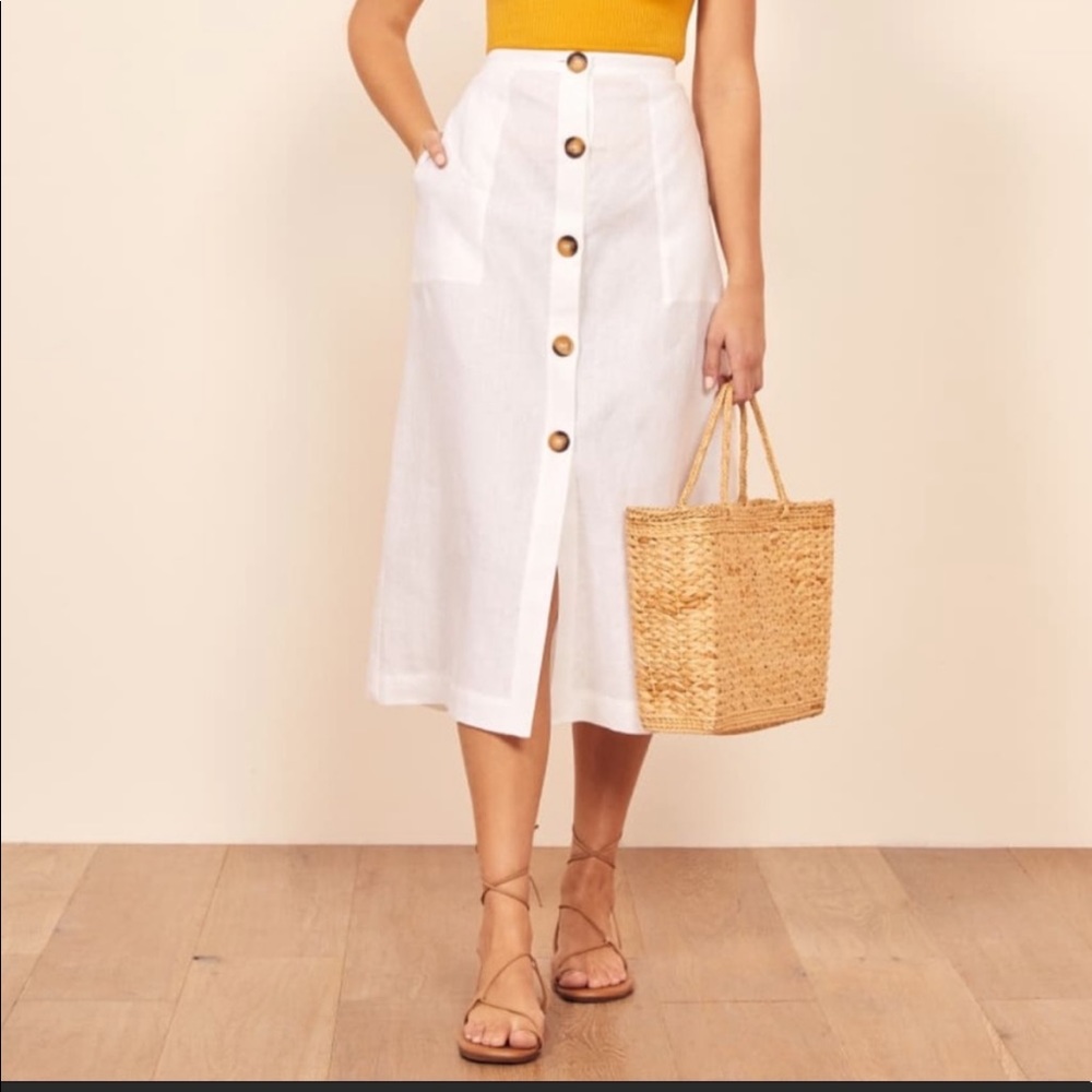 Reformation Highland Button Front Midi Skirt